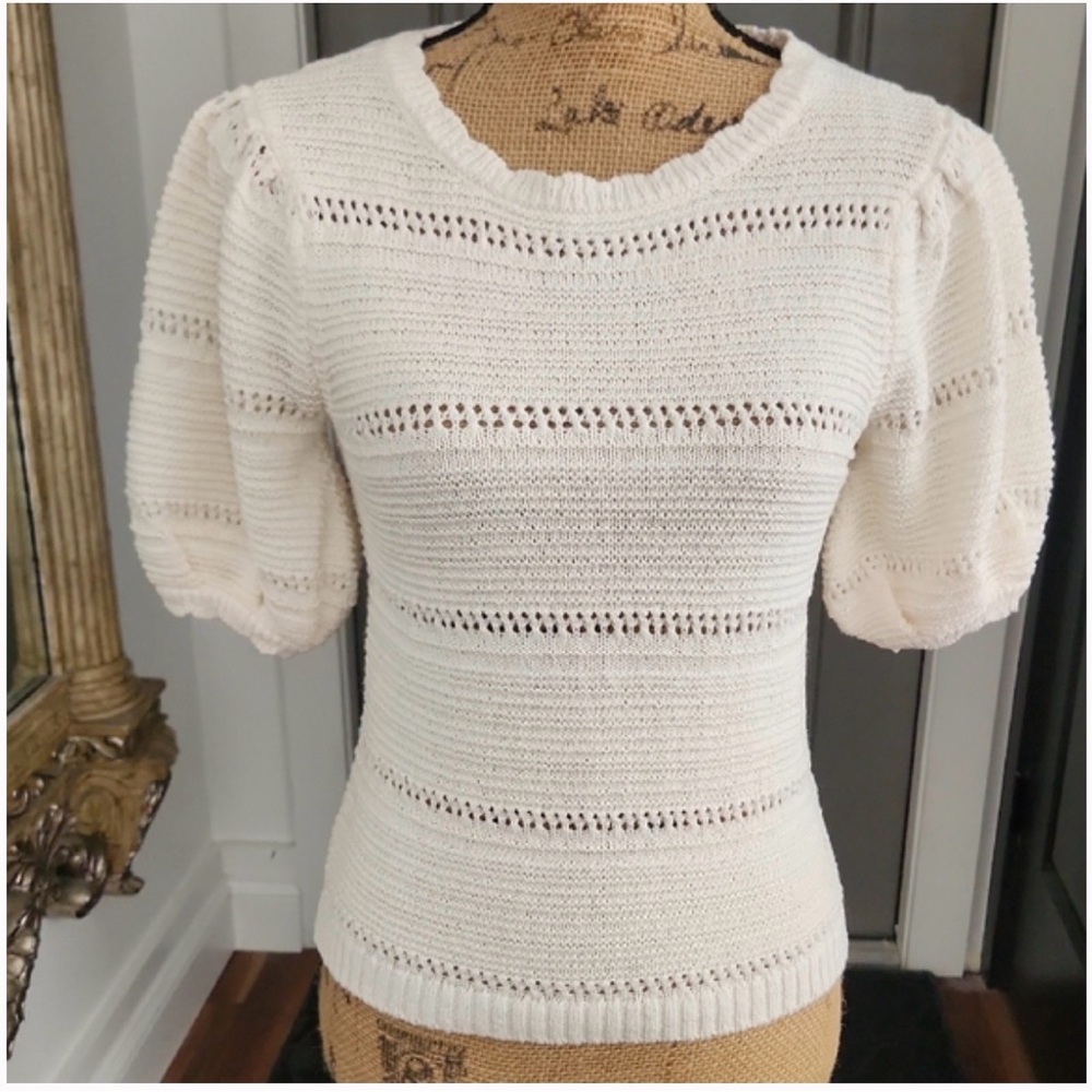 NWT House of Harlow 1960 Puff Sleeve Cable Knit Sweater XS